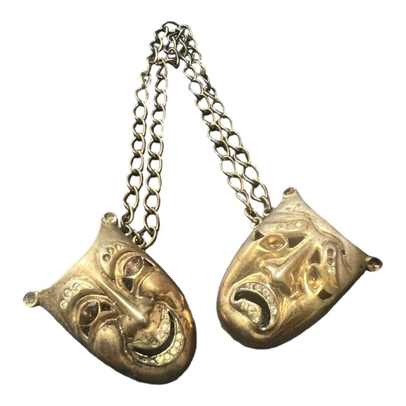 Coro Craft Vintage/Rare Sterling Silver Comedy Tragedy Masks - Picture 1 of 4